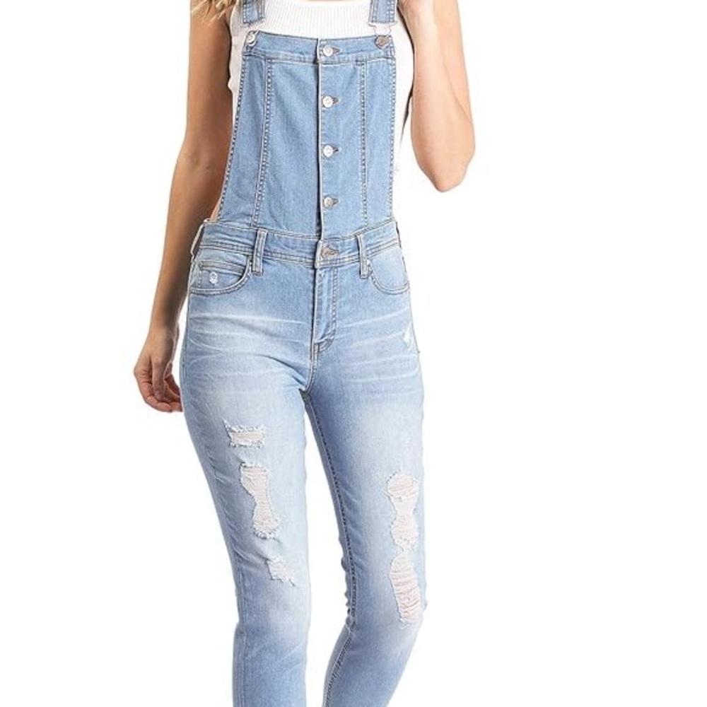 Celebrity Pink Blue Denim Overalls